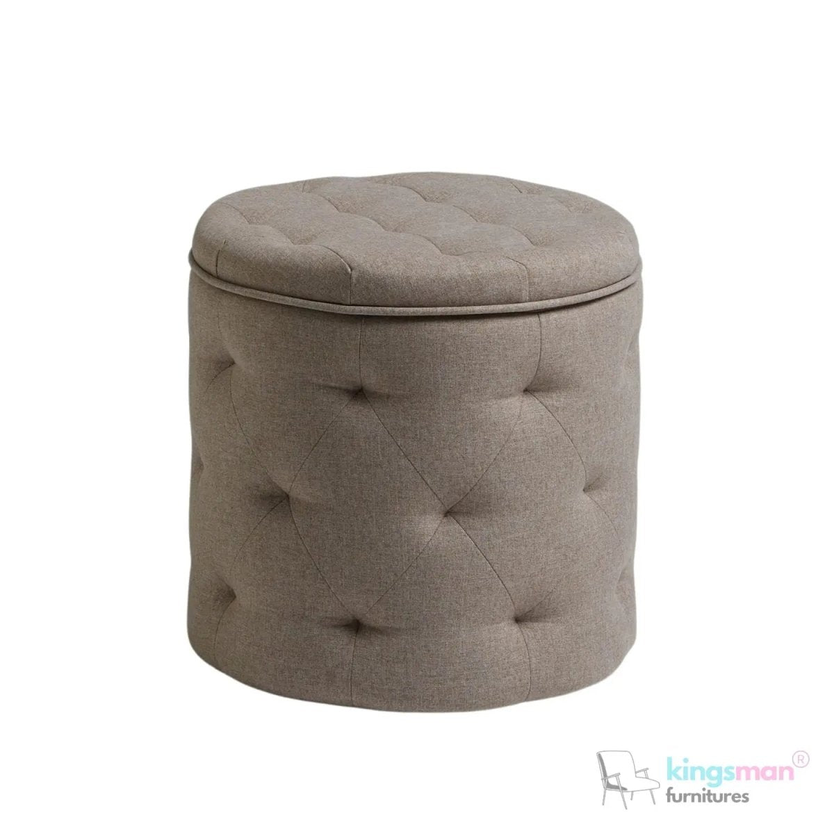 Harfoot Upholstered Storage Footsability - Natural Mink | Button - Tufted Design with Hidden Storage - Kingsman Furnitures