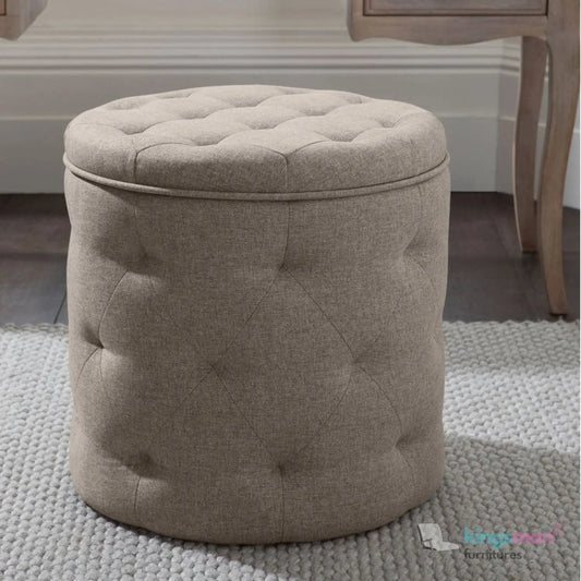 Harfoot Upholstered Storage Footsability - Natural Mink | Button - Tufted Design with Hidden Storage - Kingsman Furnitures