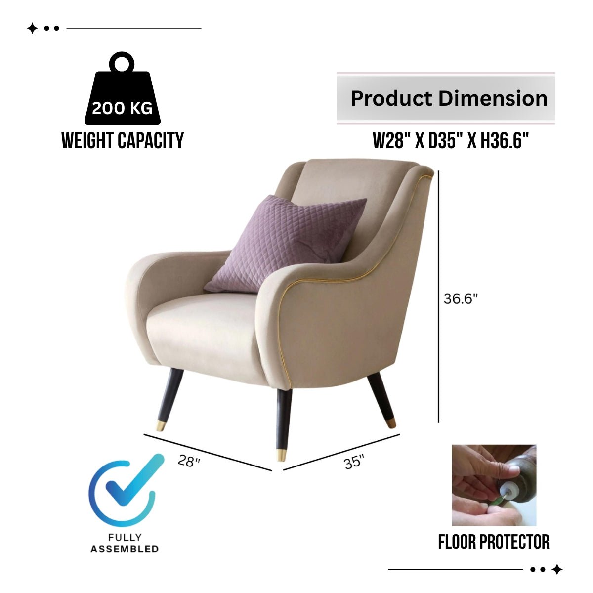 Harriet Accent Arm Chair - Kingsman Furnitures