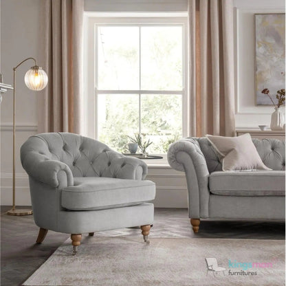 Jesper Chesterfield Brass Castor Legs Armchair | Elegant Comfort - Kingsman Furnitures