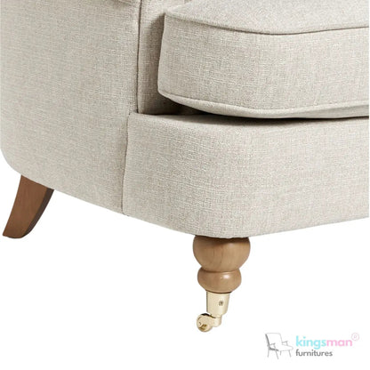 Jesper Chesterfield Brass Castor Legs Armchair | Elegant Comfort - Kingsman Furnitures