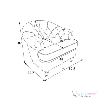 Jesper Chesterfield Brass Castor Legs Armchair | Elegant Comfort - Kingsman Furnitures