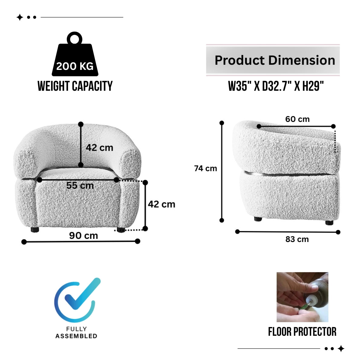 Krillin Shearling Tub Arm Chair - Kingsman Furnitures