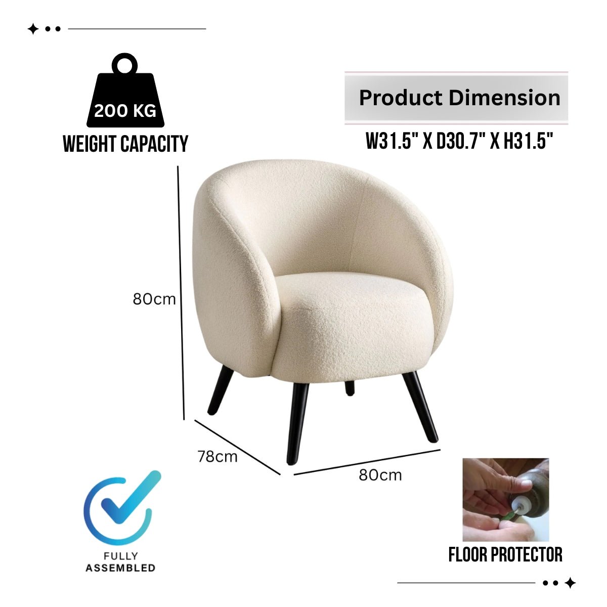 Mylo Curved Boucle Accent Chair - Kingsman Furnitures