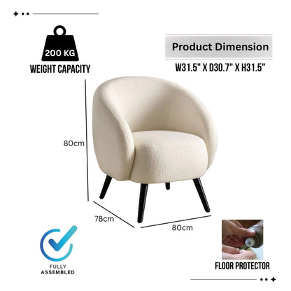 Mylo Curved Boucle Accent Chair - Kingsman Furnitures