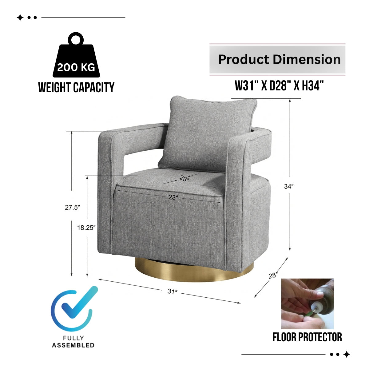 Nixon Swivel Accent Chair - Kingsman Furnitures