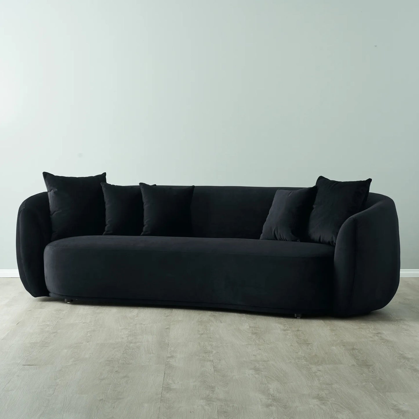 Everbe Onyx Black Velvet 3 Seater Sofa