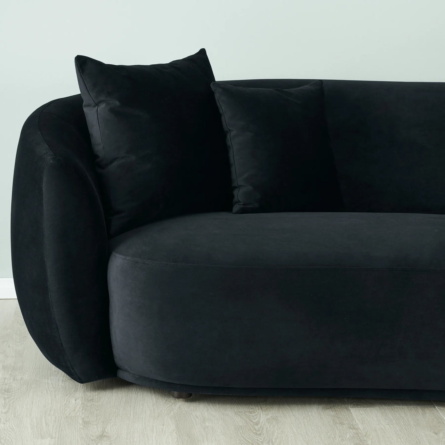 Everbe Onyx Black Velvet 3 Seater Sofa