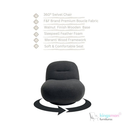 Otis Swivel 360 Degree Luxury Accent Chair - Modern Design - Kingsman Furnitures