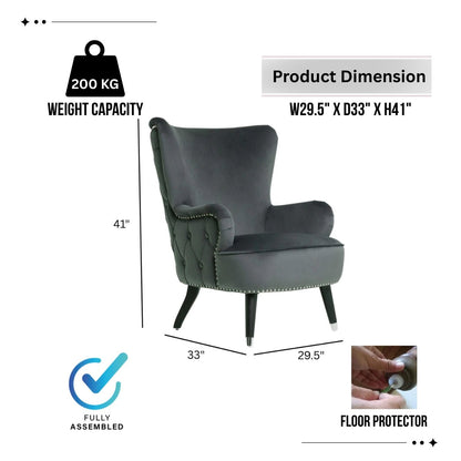 Pearl Tufted Wing Armchair - Kingsman Furnitures