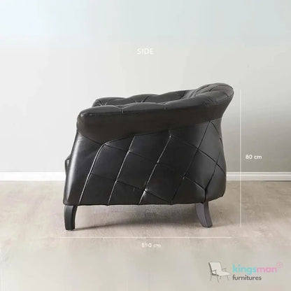 Regal Black Leatherite Tufted Single Seater - Stylish Comfort - Kingsman Furnitures