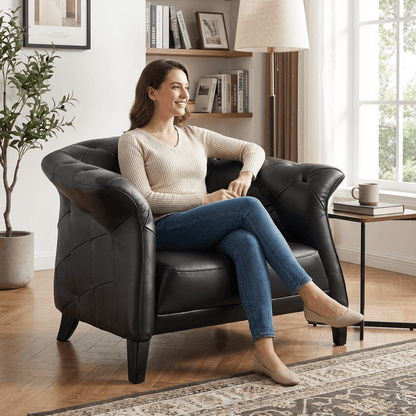 Regal Leatherite Tufted Accent Chair - Kingsman Furnitures