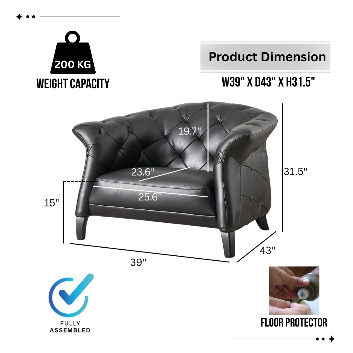 Regal Leatherite Tufted Accent Chair - Kingsman Furnitures