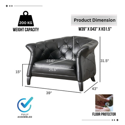 Regal Leatherite Tufted Accent Chair - Kingsman Furnitures