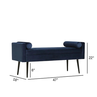 Rosie Upholstered Bench Navy Blue - Kingsman Furnitures