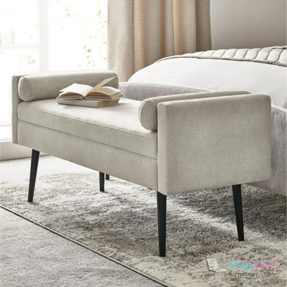 Rosiee Upholstered Ottoman Bench - Chenille Light Grey - Kingsman Furnitures