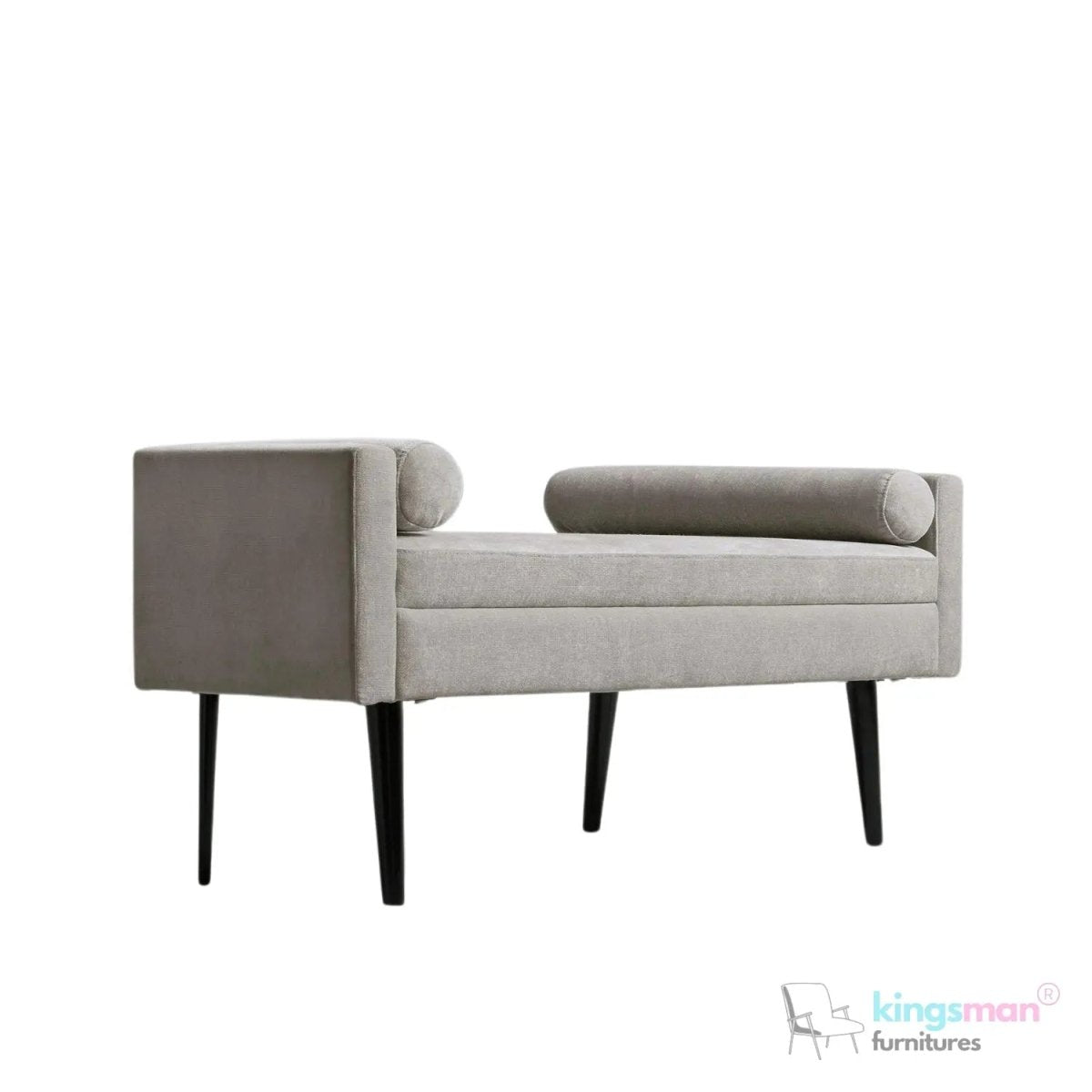 Rosiee Upholstered Ottoman Bench - Chenille Light Grey - Kingsman Furnitures