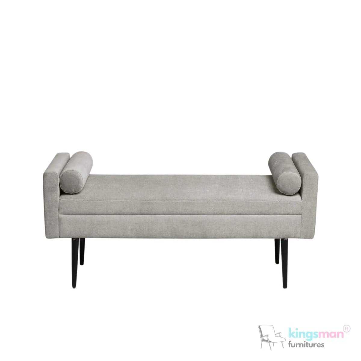 Rosiee Upholstered Ottoman Bench - Chenille Light Grey - Kingsman Furnitures
