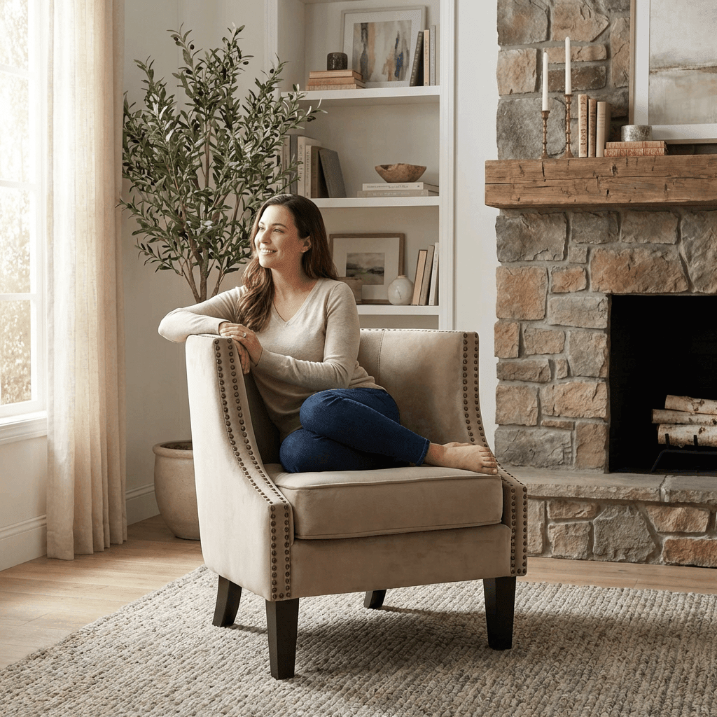 Vogue Beige Velvet Tub Chair - Kingsman Furnitures