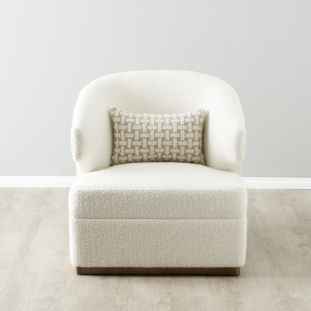 Argo Swivel Chair - White Boucle