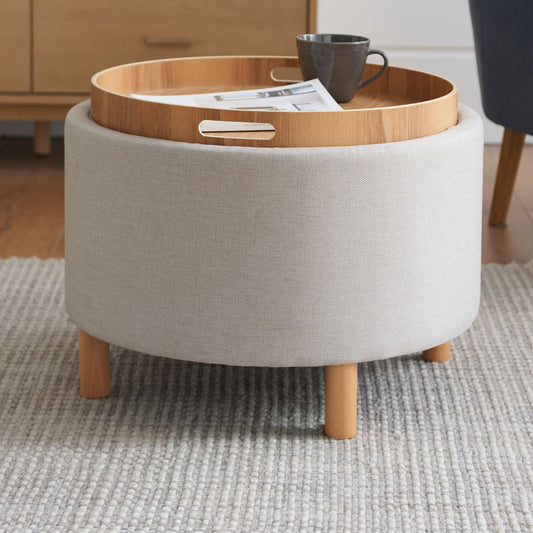 Ashtin Storage Footstool - Tweed Natural