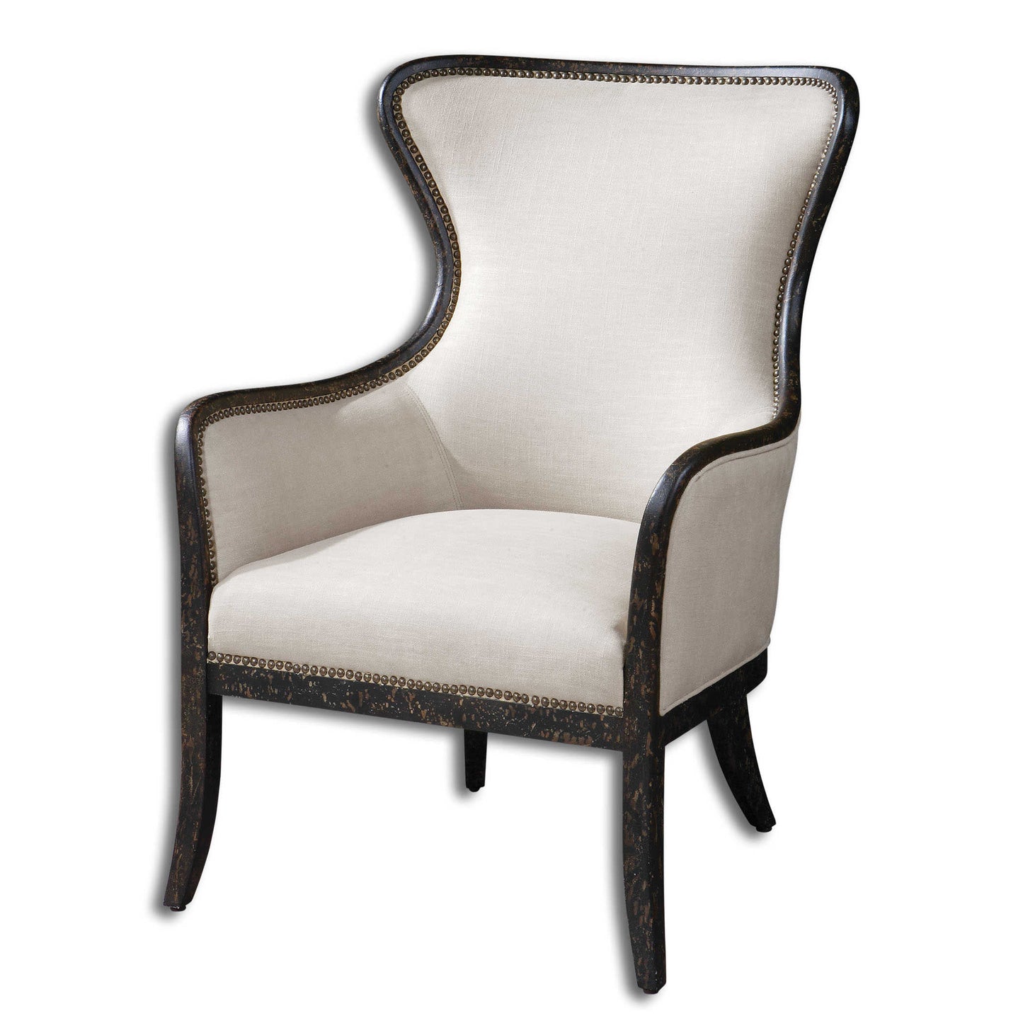 Eastern Natural Teak White Wing Chair