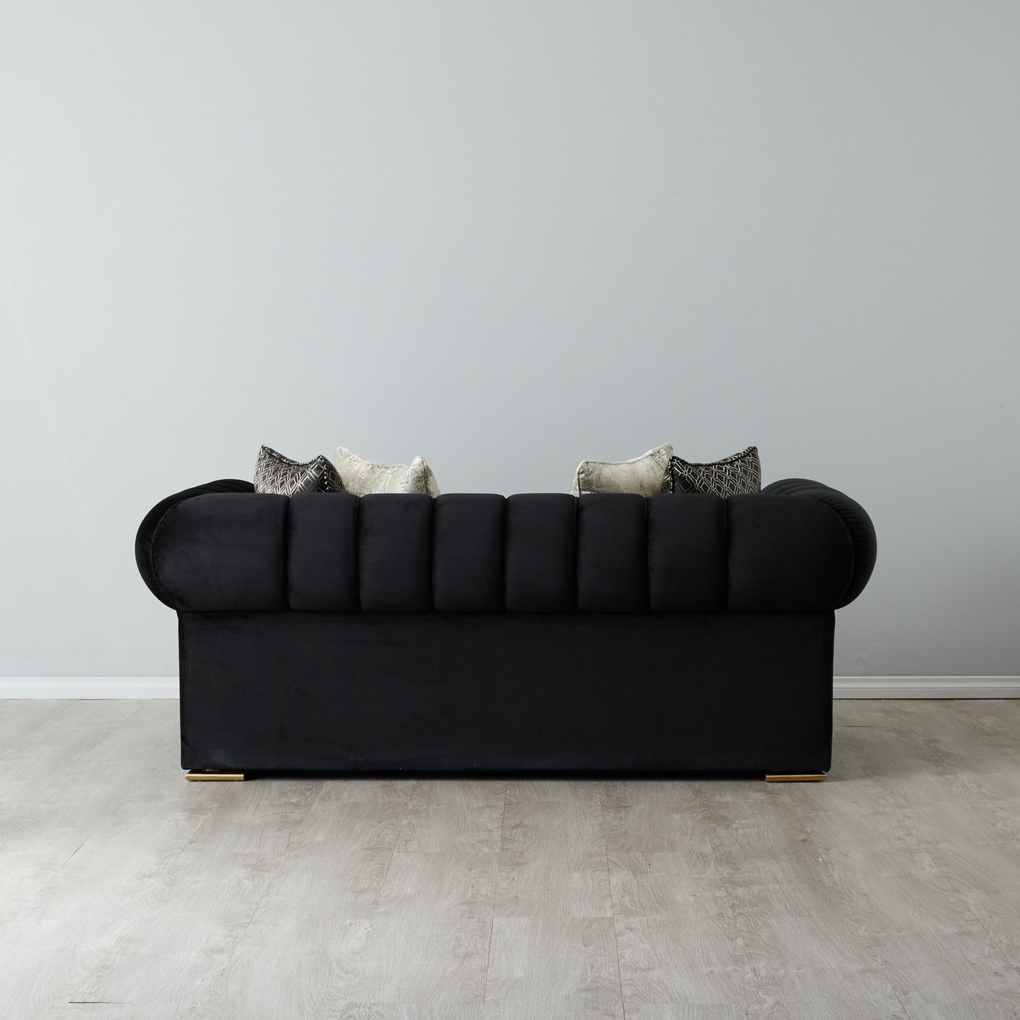 Leela Black Velvet 2-Seater Sofa