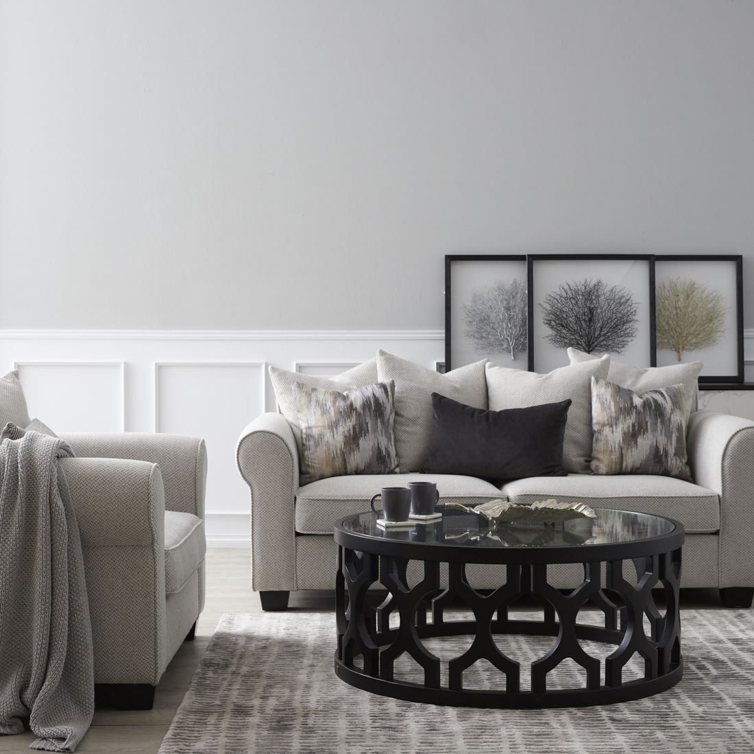 Livia Ash Grey Fabric - 3 Seater Sofa