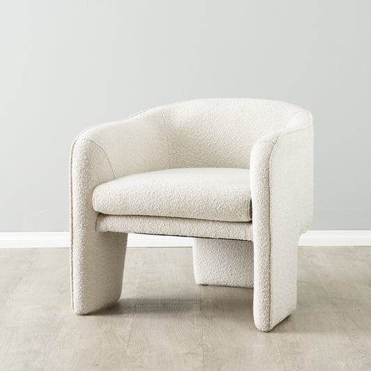 Asther Boucle Arm Chair, White