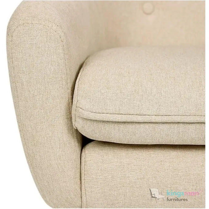 Acme Armchair - Contemporary Jute Fabric Chair with Solid Ash Wood Legs, 14cm Cushioned Seat, and Anti-Slip Protectors Kingsman Furnitures