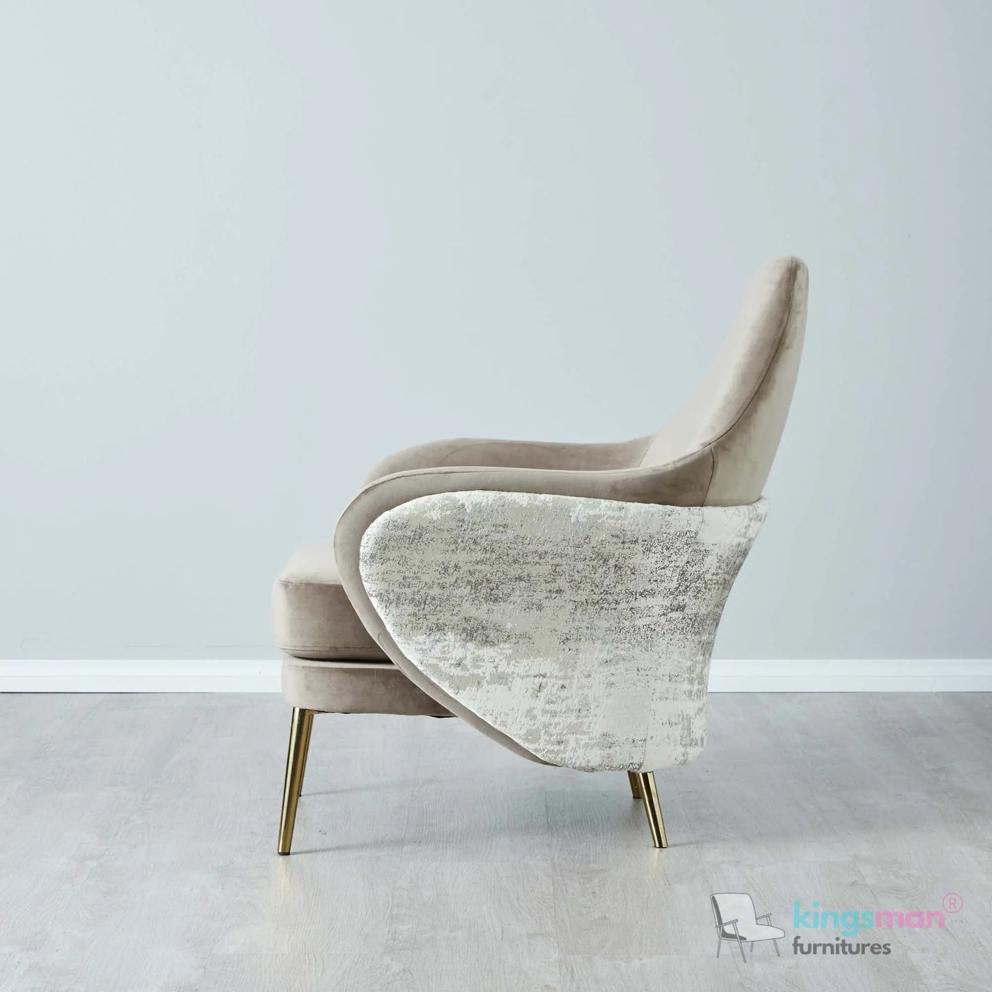 Anaya Cream Bouclé Armchair – Modern Luxury with Stainless Steel Legs and Elegant Design Kingsman Furnitures