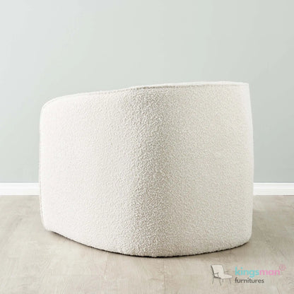 Andy Cream Bouclé Arm Chair – Contemporary Modern Design with Solid Wood Frame and Webbing Suspension Kingsman Furnitures