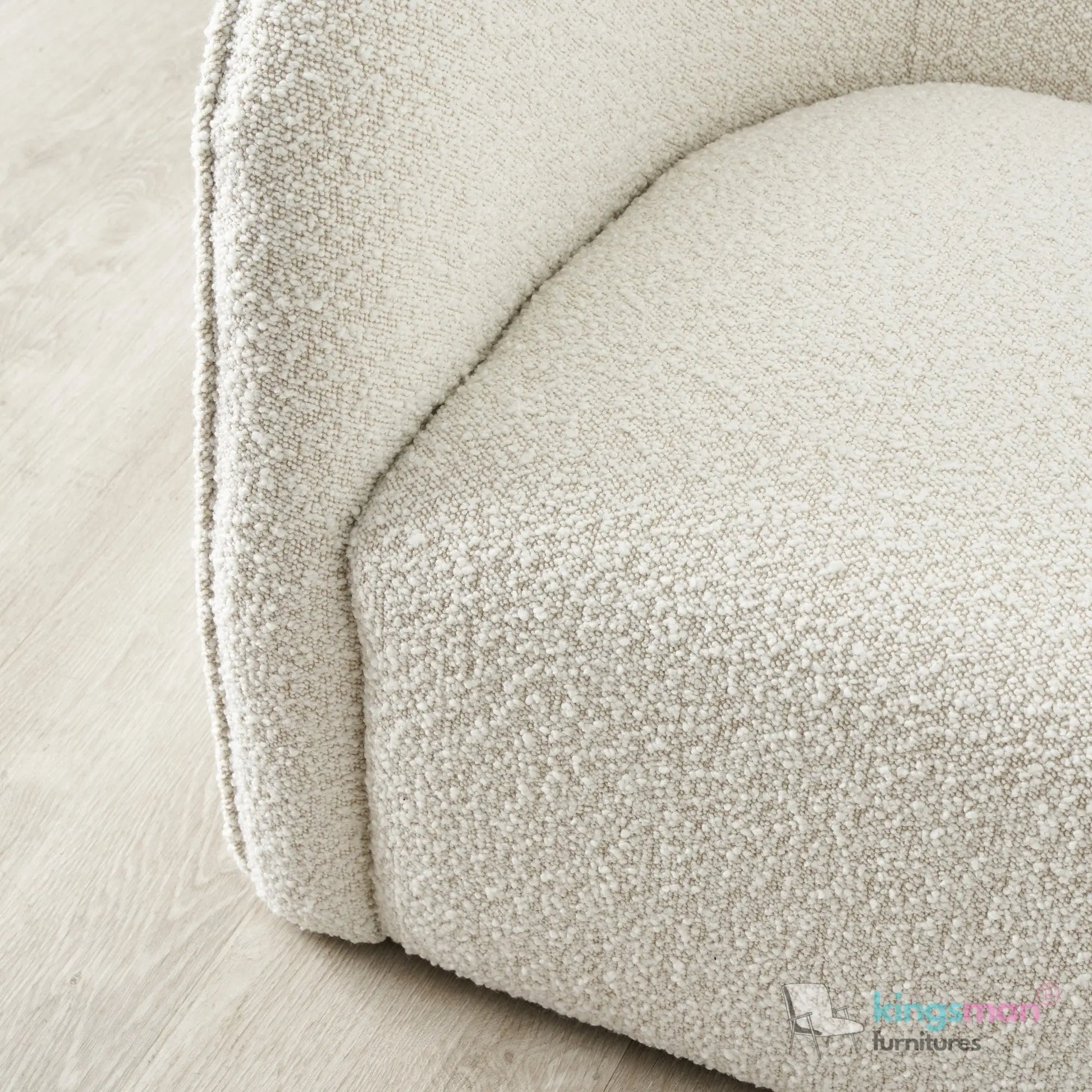Andy Cream Bouclé Arm Chair – Contemporary Modern Design with Solid Wood Frame and Webbing Suspension Kingsman Furnitures
