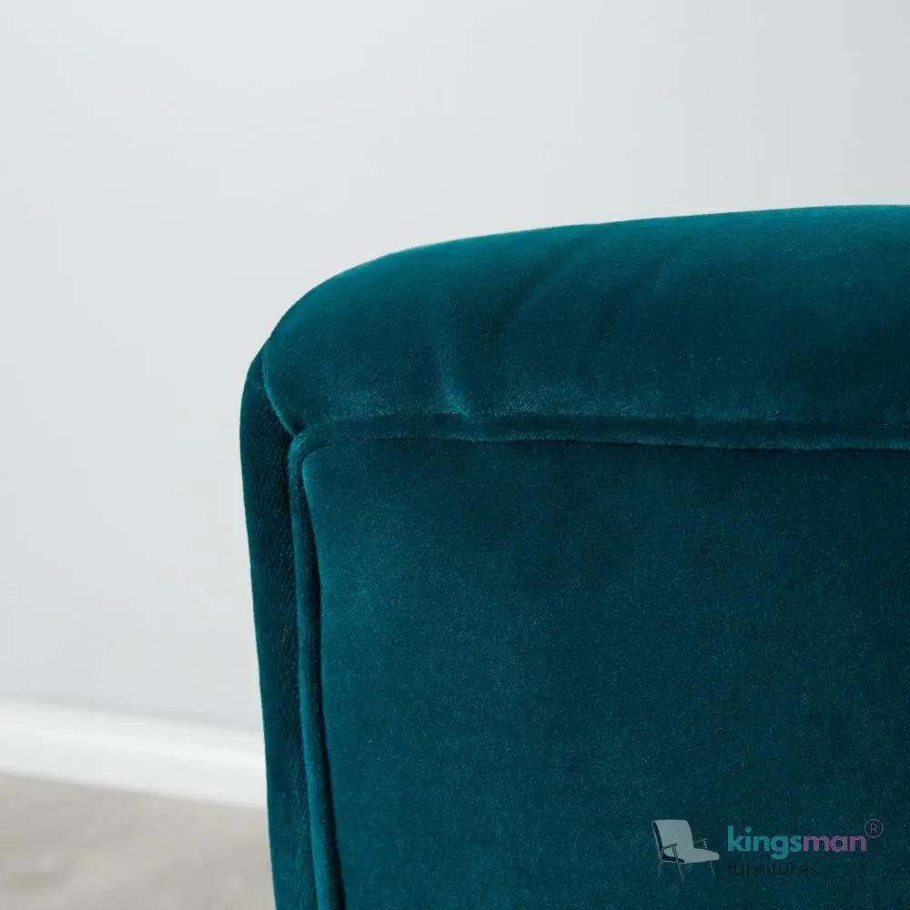 Fransesca Azure Blue Velvet Lounge Chair – Luxurious Design with Plush Comfort and Modern Aesthetics Kingsman Furnitures