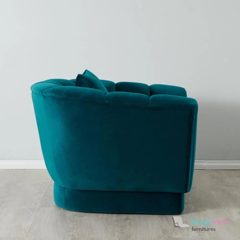 Fransesca Azure Blue Velvet Lounge Chair – Luxurious Design with Plush Comfort and Modern Aesthetics Kingsman Furnitures