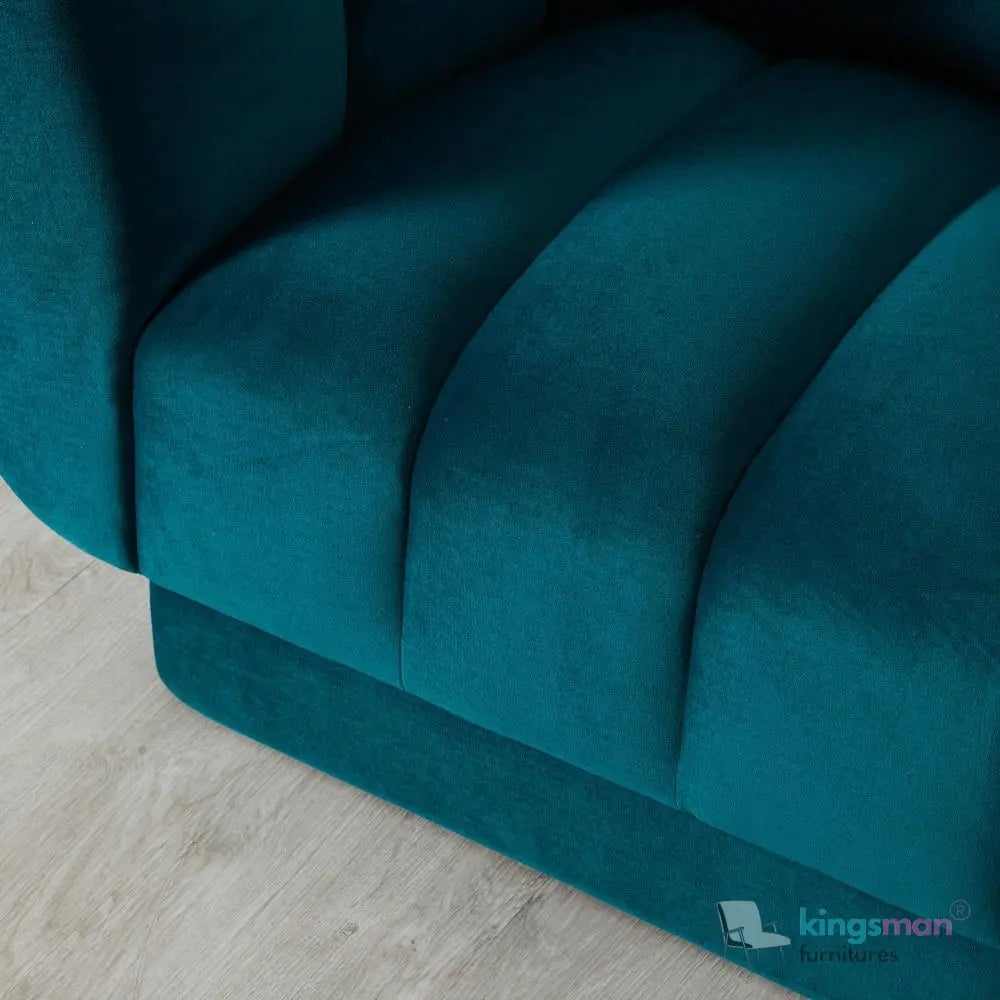 Fransesca Azure Blue Velvet Lounge Chair – Luxurious Design with Plush Comfort and Modern Aesthetics Kingsman Furnitures