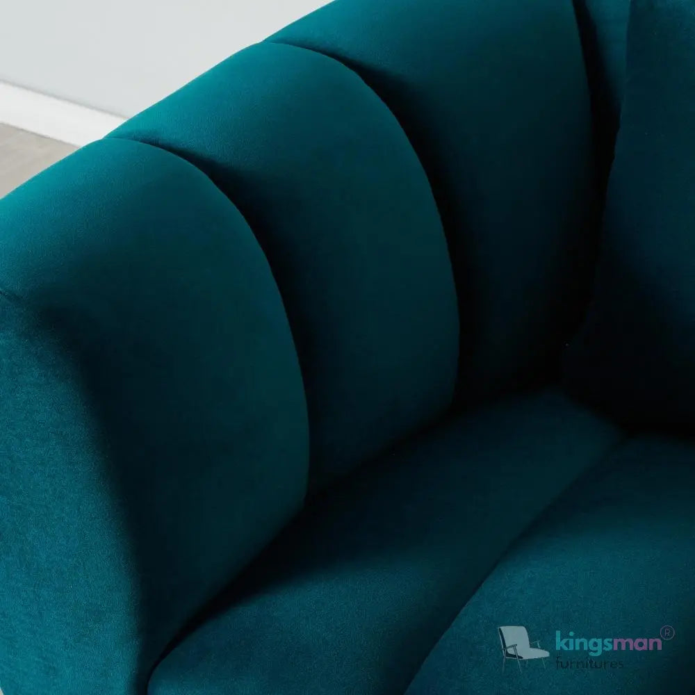 Fransesca Azure Blue Velvet Lounge Chair – Luxurious Design with Plush Comfort and Modern Aesthetics Kingsman Furnitures