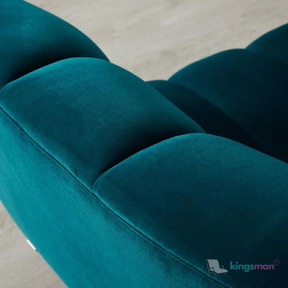 Fransesca Azure Blue Velvet Lounge Chair – Luxurious Design with Plush Comfort and Modern Aesthetics Kingsman Furnitures