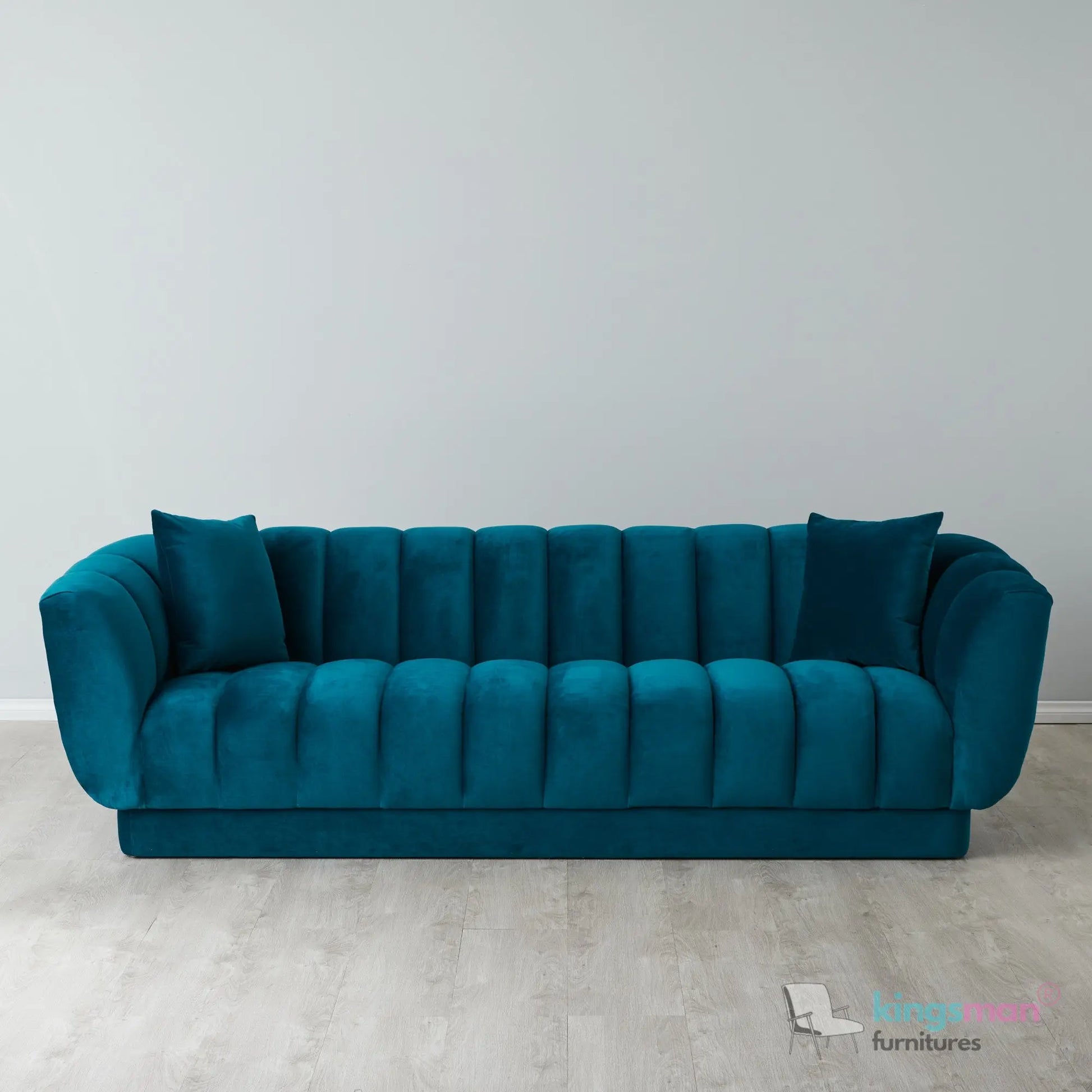 Fransesca Modern Velvet Sofa - Luxurious Azure Blue 2 & 3 Seater with Solid Wood Frame Kingsman Furnitures