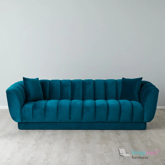 Fransesca Modern Velvet Sofa - Luxurious Azure Blue 2 & 3 Seater with Solid Wood Frame Kingsman Furnitures