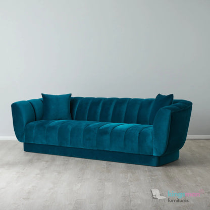 Fransesca Modern Velvet Sofa - Luxurious Azure Blue 2 & 3 Seater with Solid Wood Frame Kingsman Furnitures