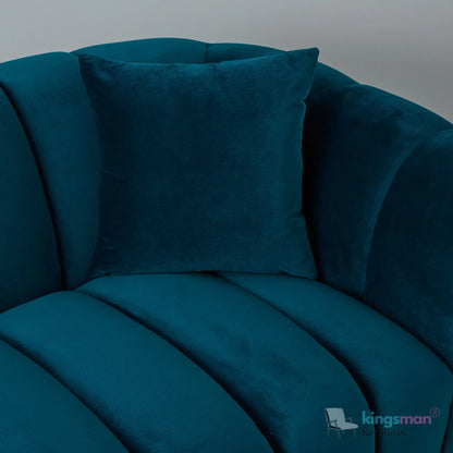 Fransesca Modern Velvet Sofa - Luxurious Azure Blue 2 & 3 Seater with Solid Wood Frame Kingsman Furnitures