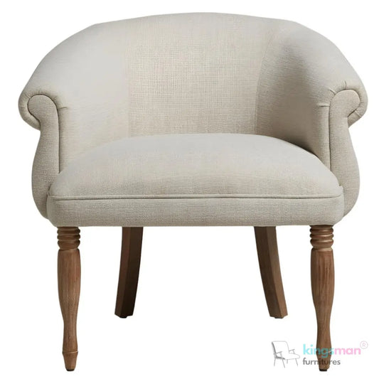 Jiren Accent Chair - Tub-Style Chair with Roll Top Scroll Detail and Limed Ash Legs | Modern Country Furniture Kingsman Furnitures