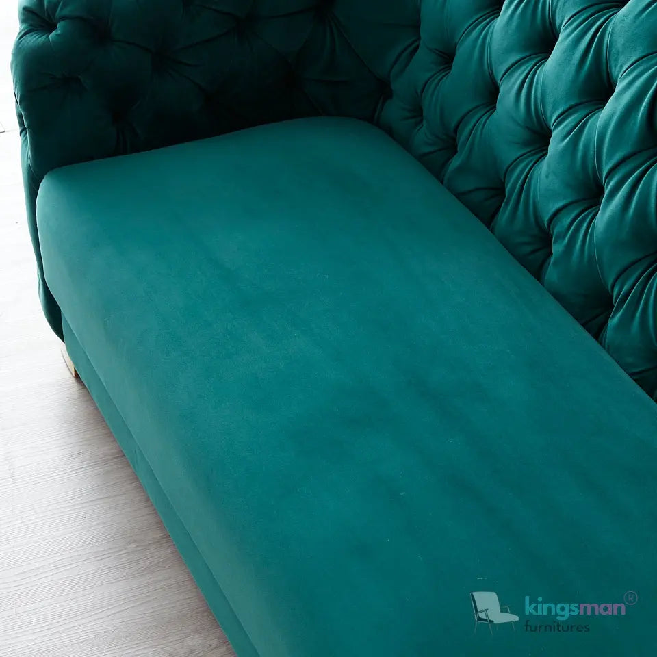 Kate Emerald Green Velvet Chesterfield Sofa – Luxurious Hand-Tufted Design with Brass Golden Legs Kingsman Furnitures