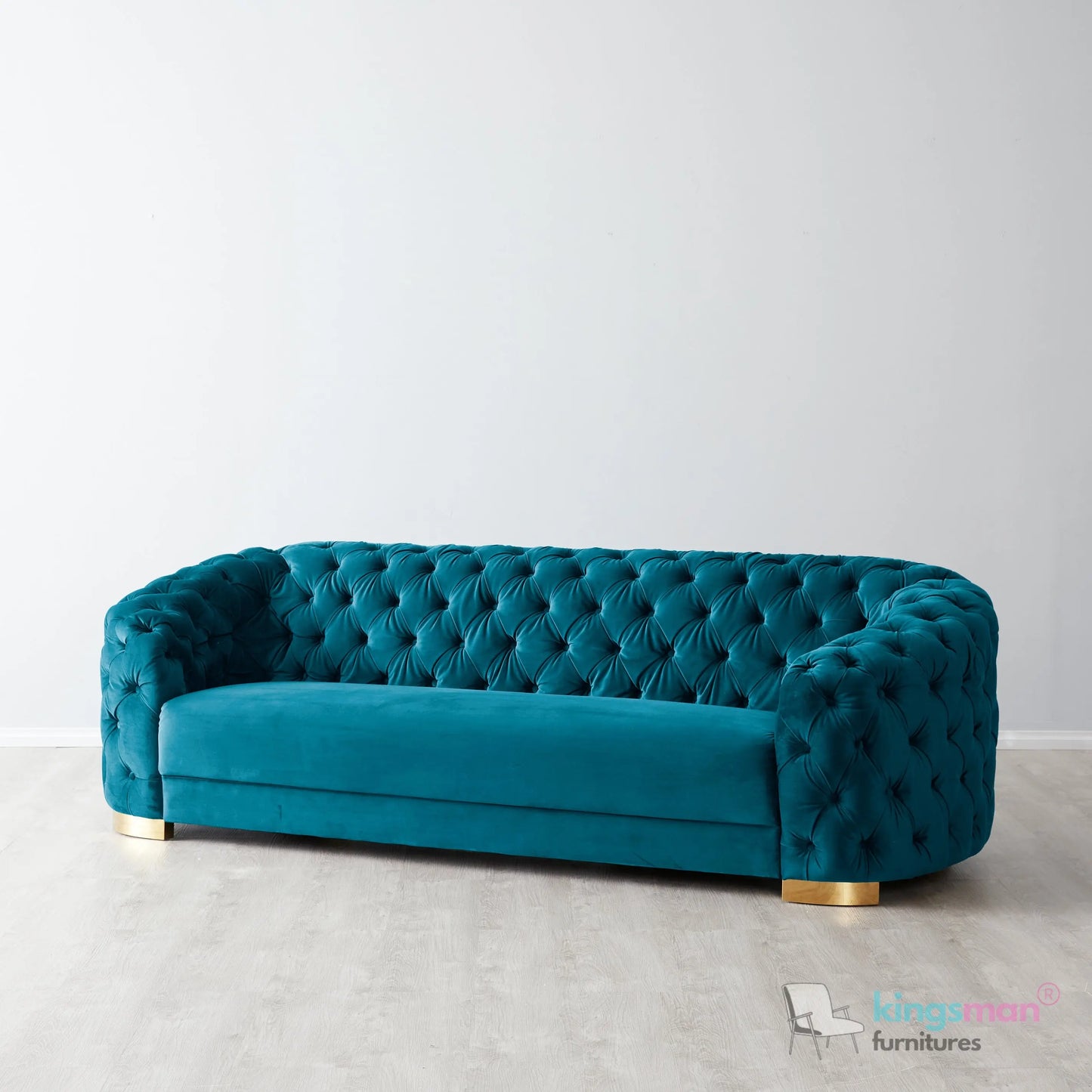 Kate Emerald Green Velvet Chesterfield Sofa – Luxurious Hand-Tufted Design with Brass Golden Legs Kingsman Furnitures