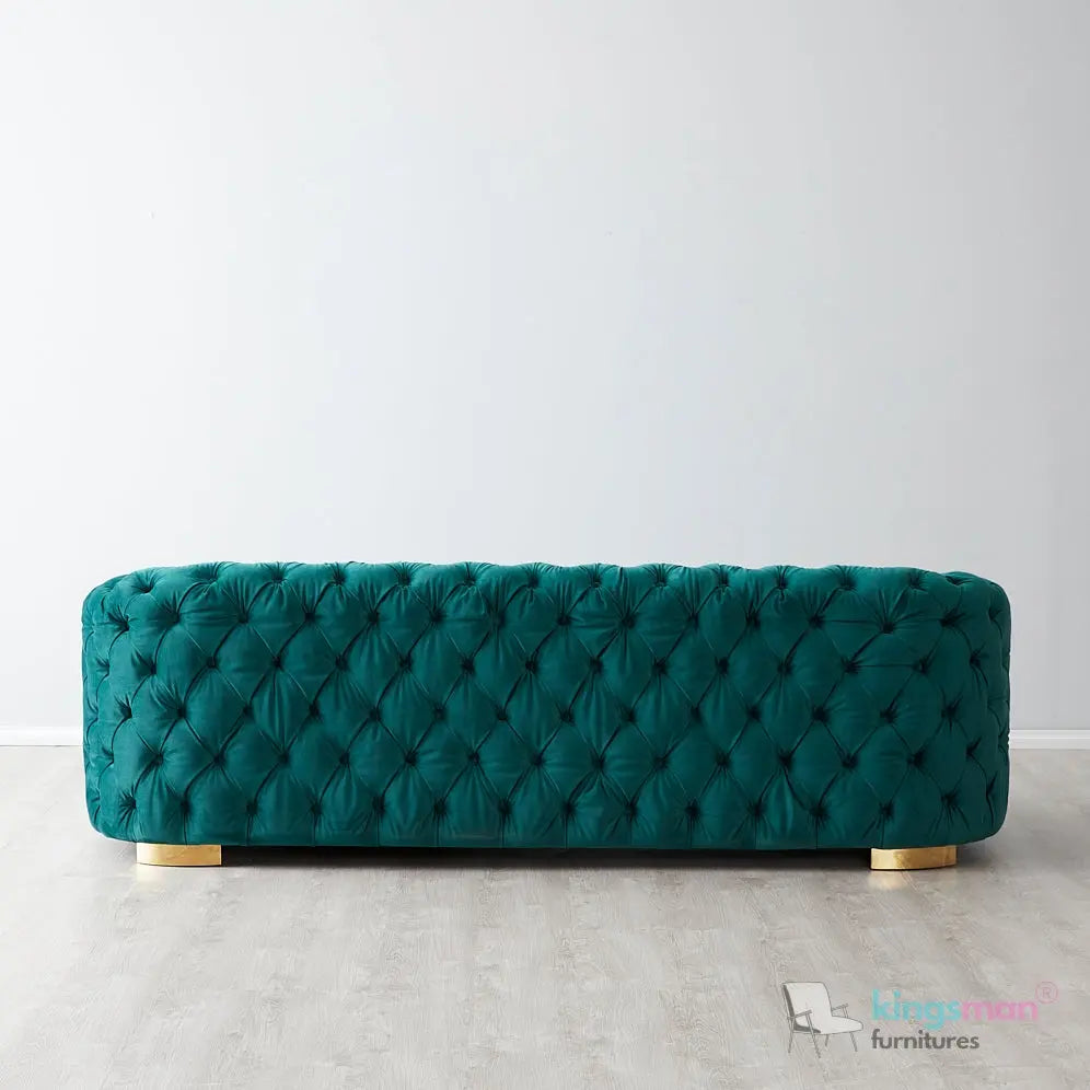 Kate Emerald Green Velvet Chesterfield Sofa – Luxurious Hand-Tufted Design with Brass Golden Legs Kingsman Furnitures