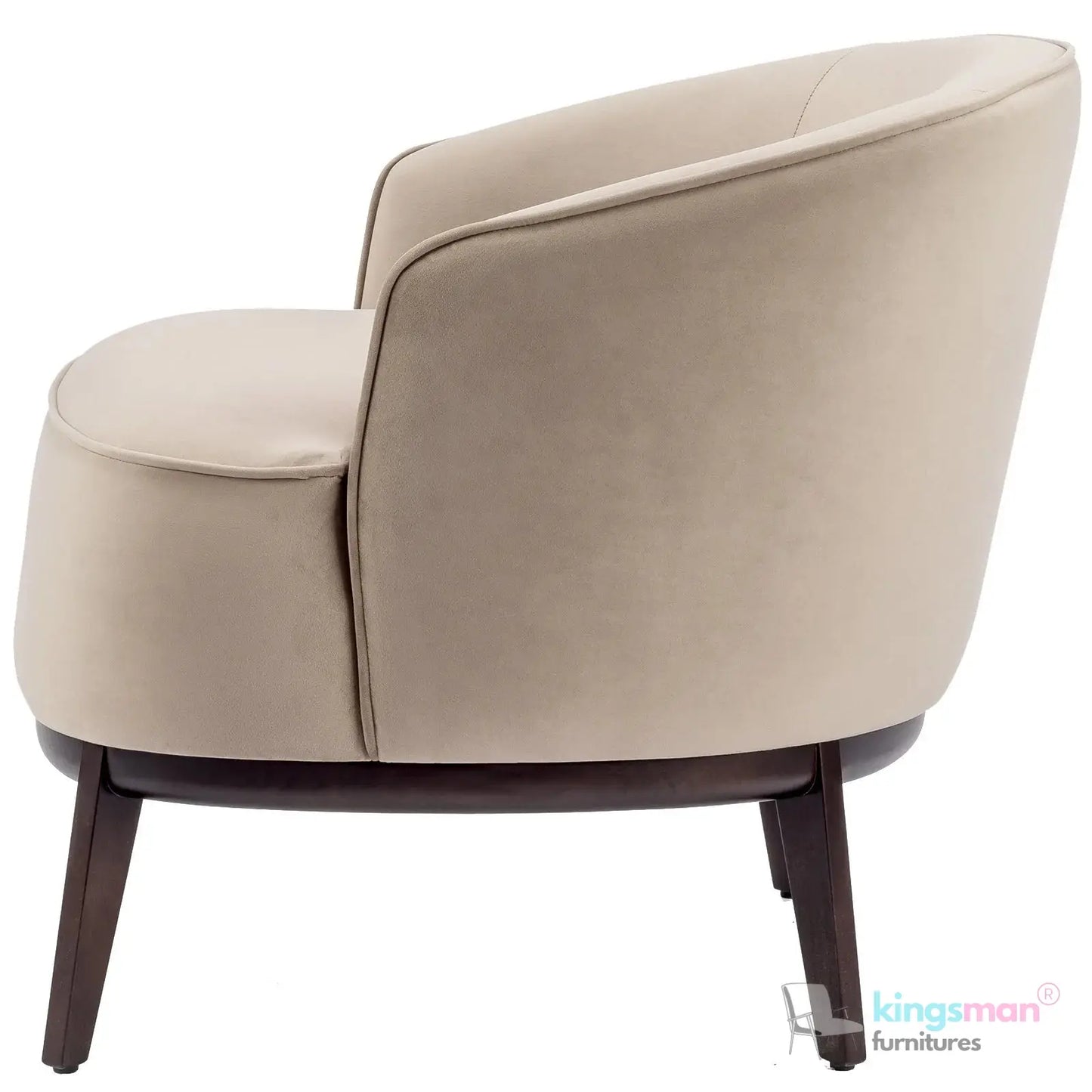 Kate Maple Velvet Armchair - Classic Design with Beech Wood Legs in Matte Eucalyptus Finish Kingsman Furnitures