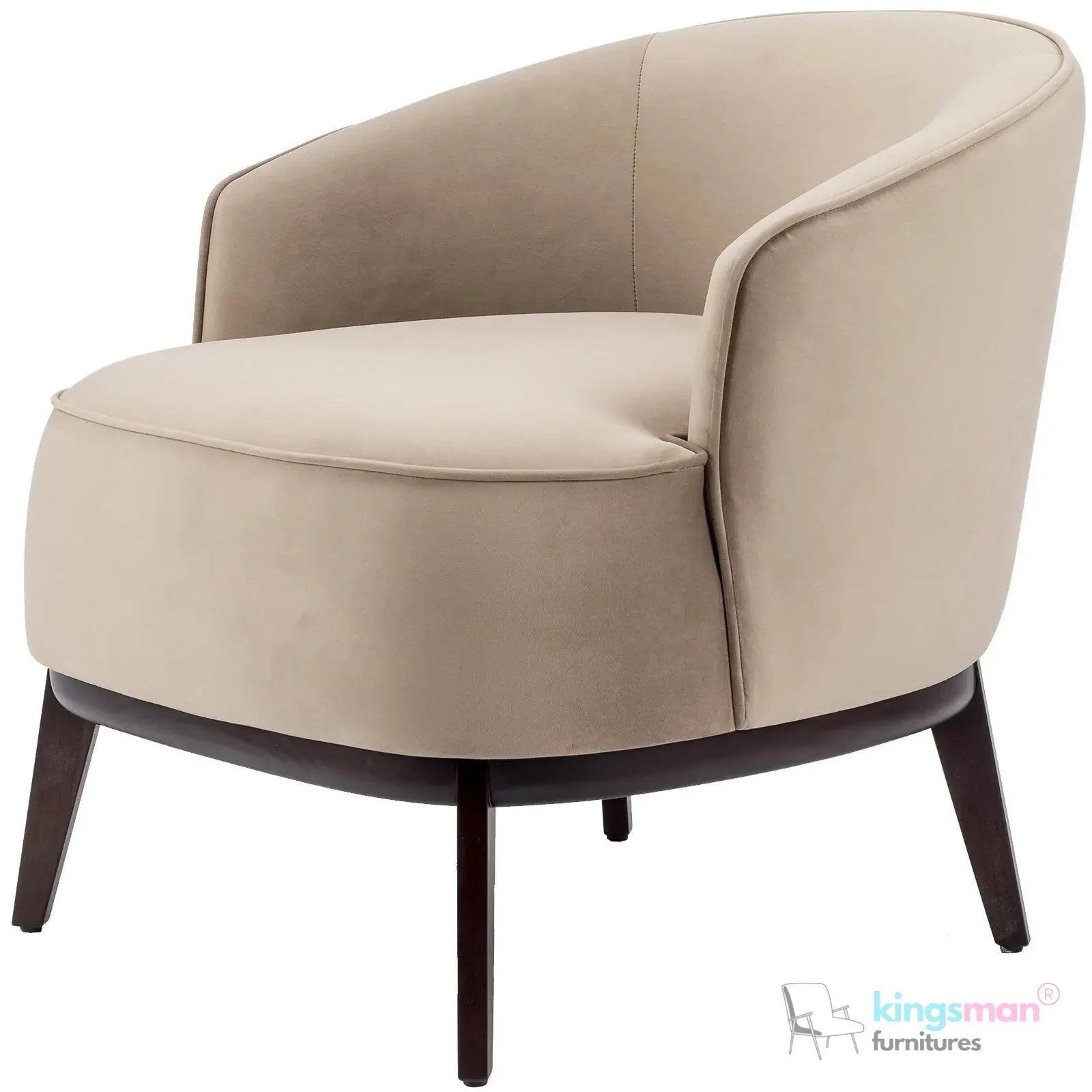 Kate Maple Velvet Armchair - Classic Design with Beech Wood Legs in Matte Eucalyptus Finish Kingsman Furnitures