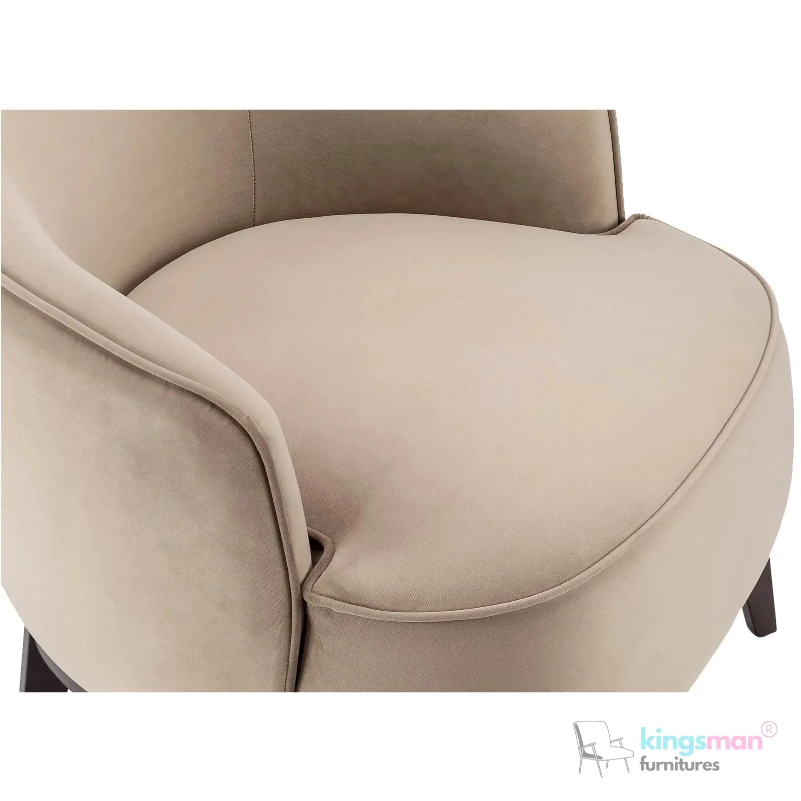 Kate Maple Velvet Armchair - Classic Design with Beech Wood Legs in Matte Eucalyptus Finish Kingsman Furnitures