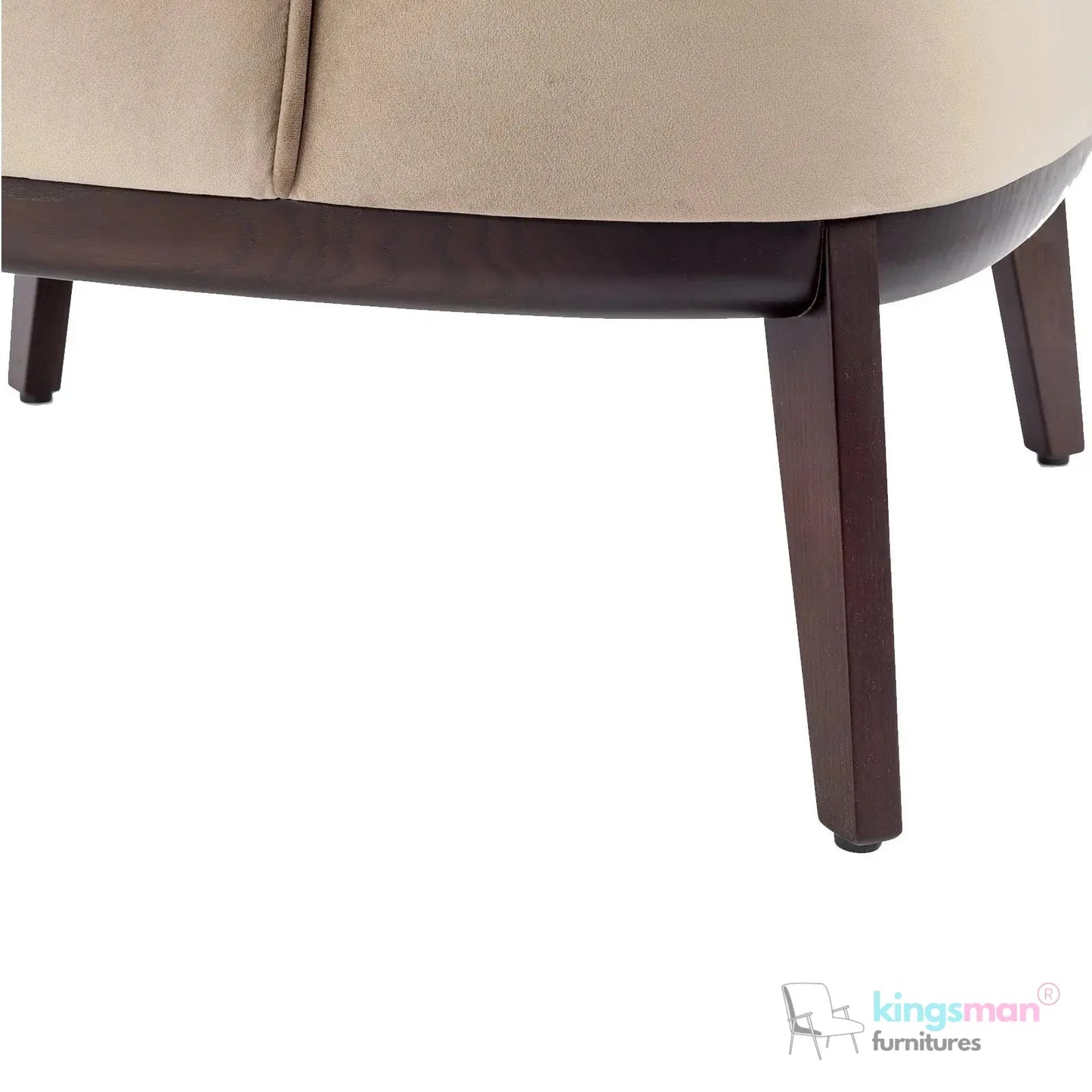 Kate Maple Velvet Armchair - Classic Design with Beech Wood Legs in Matte Eucalyptus Finish Kingsman Furnitures